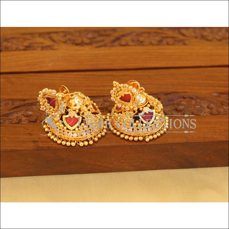 Kerala style Gold plated Temple Palakka earrings M2253
