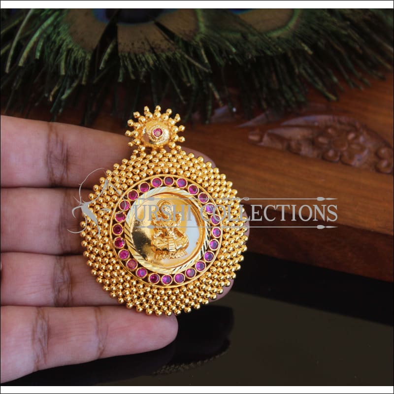 Kerala style Gold plated Temple Pendant M2372 - Pendant Set