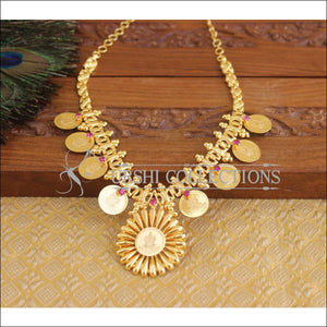 Kerala style gold plated Temple ruby stone necklace U-04 - Necklace Set