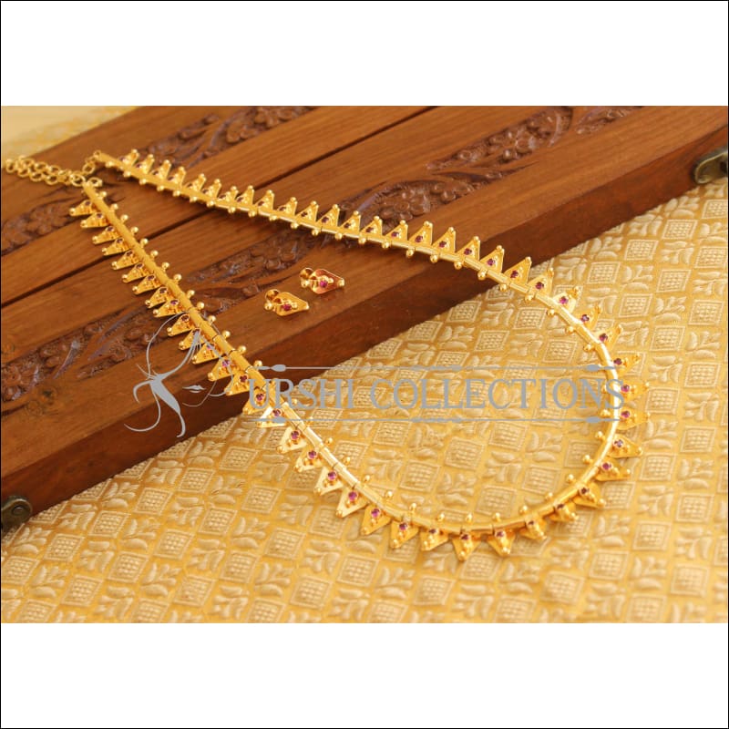 Kerala Style Gold Plated Thali Koottam long Necklace Set M1814 - Necklace Set