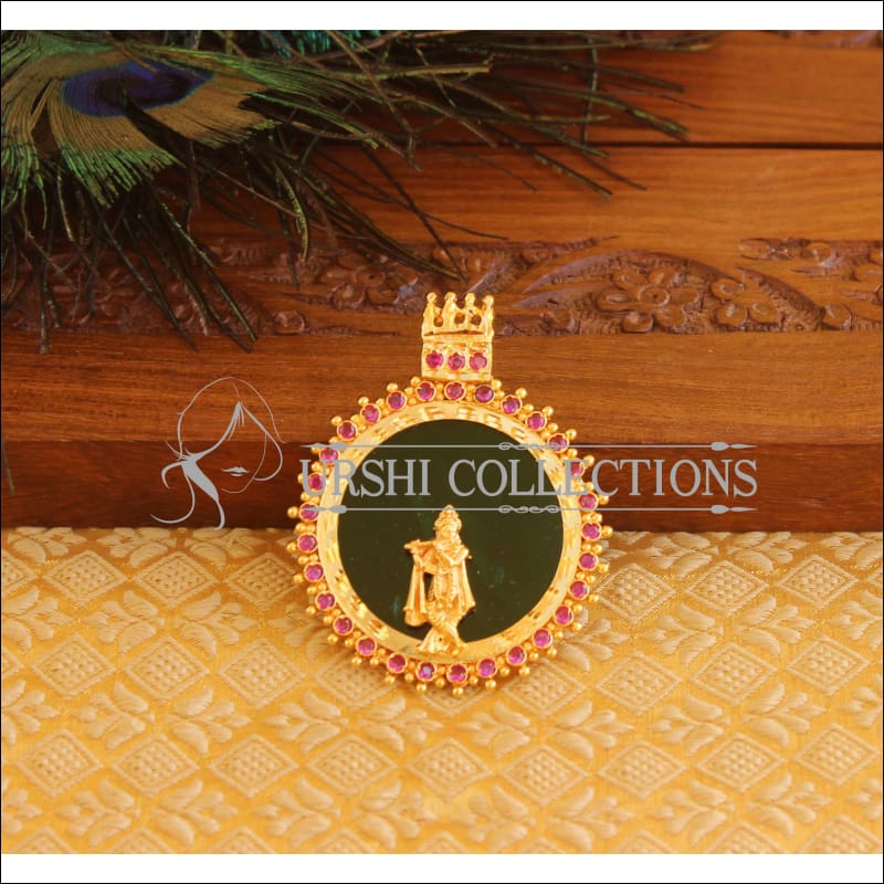 Kerala Style Gold Platted Krishna Palakka Pendant M1361 - Pendant Set
