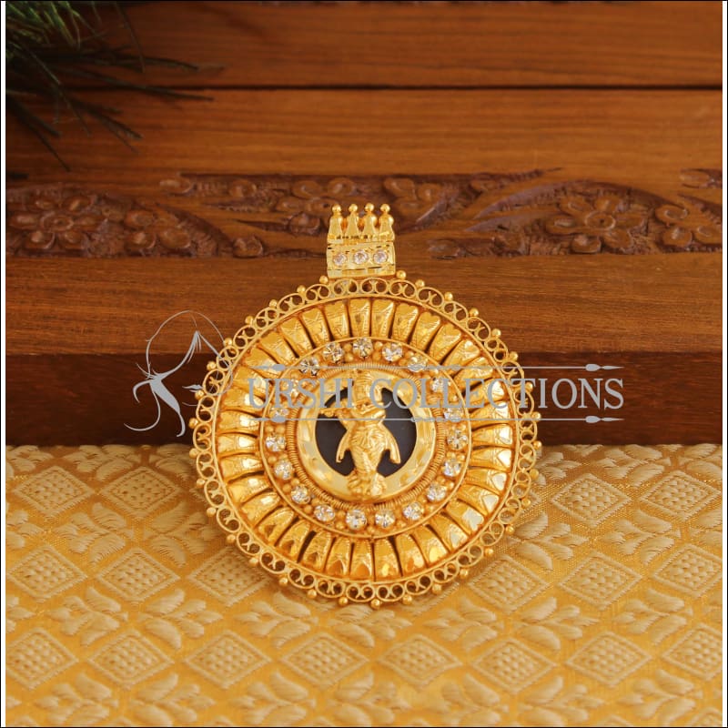 Kerala Style Gold Platted Krishna Palakkad Pendant M1384 - Pendant Set