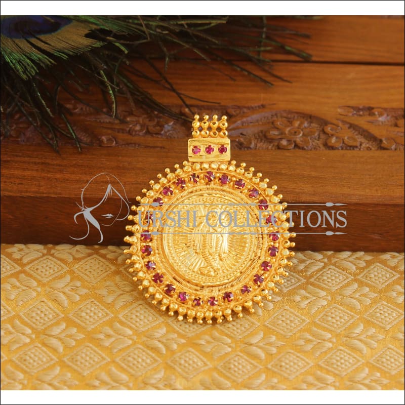 Kerala Style Gold Platted Krishna Pendant M1348 - Pendant Set