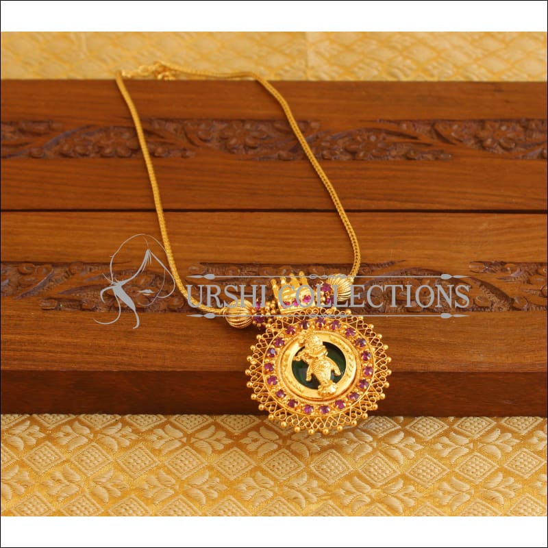 Kerala Style Gold Platted Palakka Krishna Necklace Set M1307 - Necklace Set