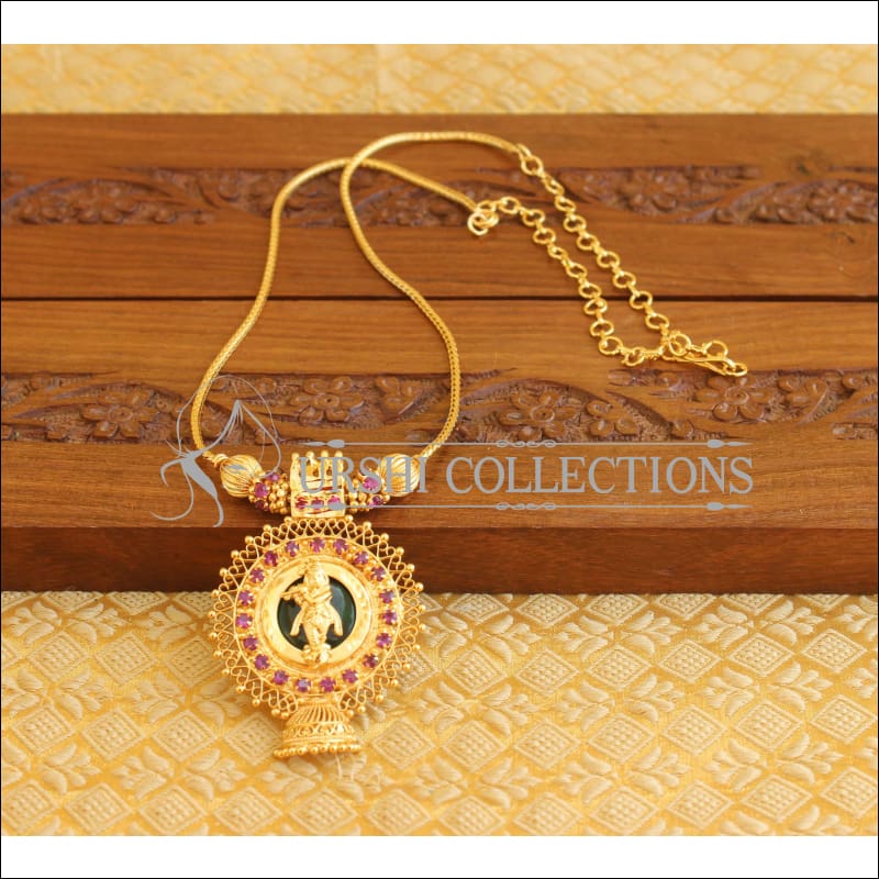Kerala Style Gold Platted Palakka Krishna Necklace Set M1308 - Necklace Set