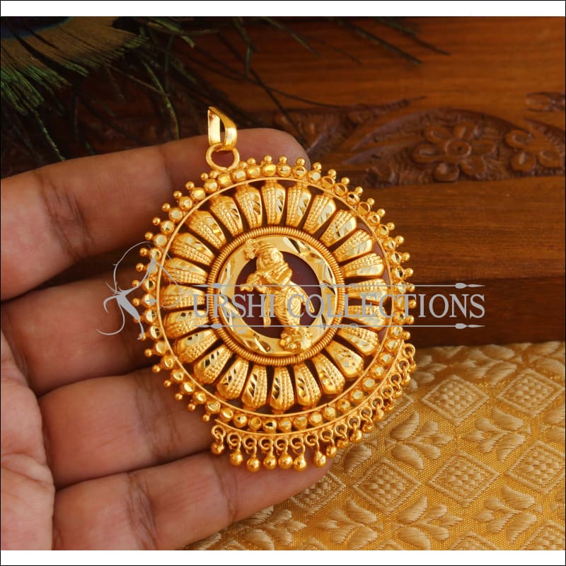Kerala Style Gold Platted Palakka krishna Pendant M1352 - Pendant Set