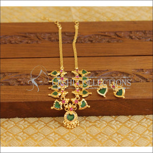 Kerala Style Gold Platted Palakka Necklace Set M1296 - Necklace Set