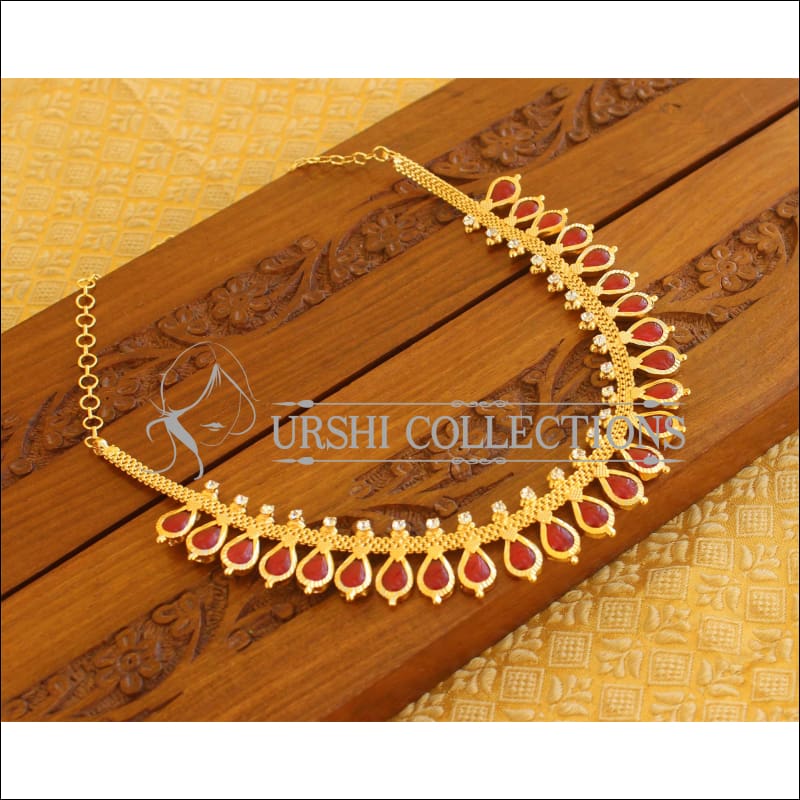 Kerala Style Gold Platted Palakka Necklace Set M1375 - Necklace Set