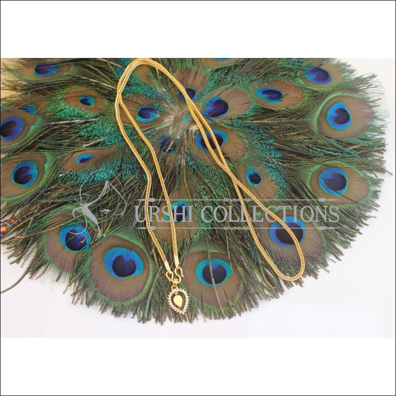 Kerala Style Gold Platted Stone Pendant Chain U-59 - necklace