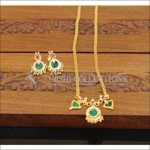 Kerala style green palakka necklace set M1015 - Necklace Set