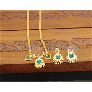 Kerala style green palakka necklace set M1015 - Necklace Set