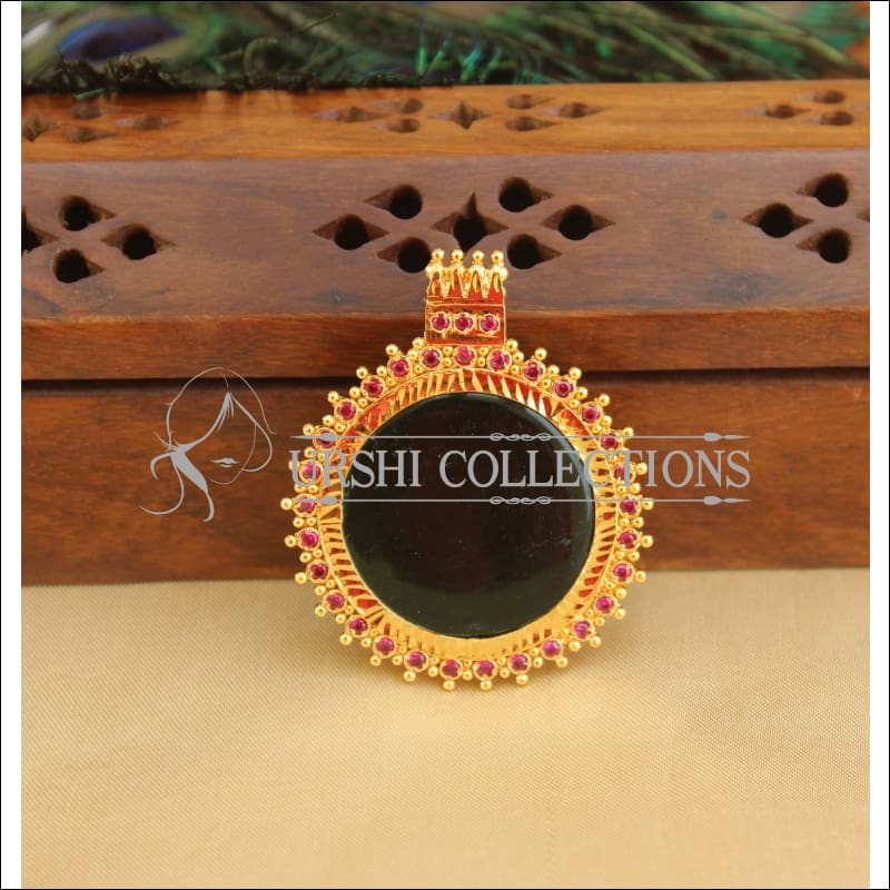 Kerala style Green palakka stone pendant M975 - Pendant Set