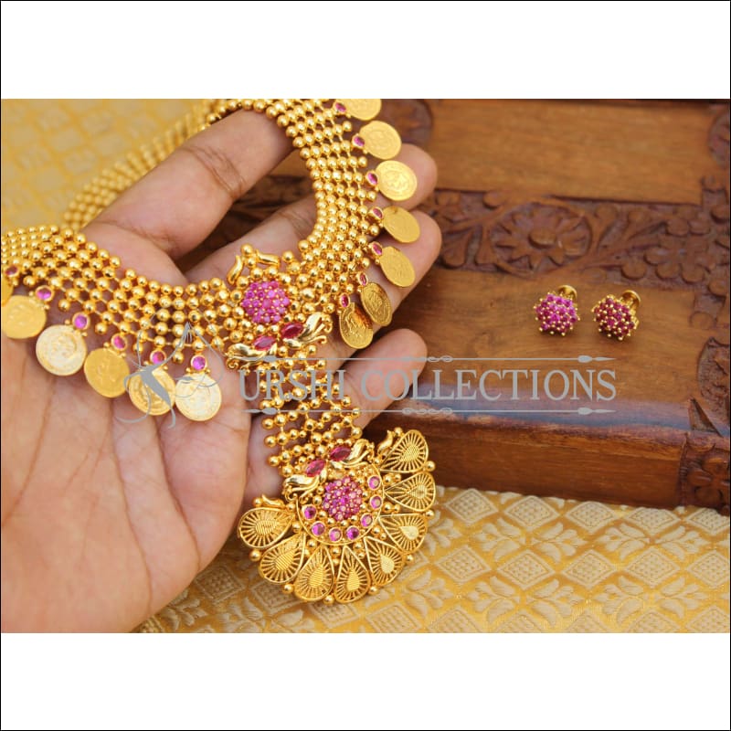 BEAUTIFUL DESIGNER GOLD PLATED NECKLACE SET UTV765 - Necklace Set