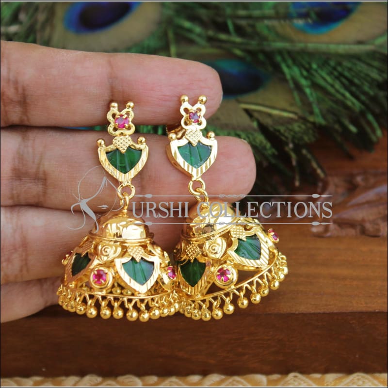 Kerala Style Gold Platted Palakka Earrings M1433 – Urshi Collections