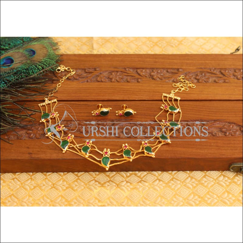 Kerala Tradition Gold Plated Palakka Necklace Set M1871 - Necklace Set