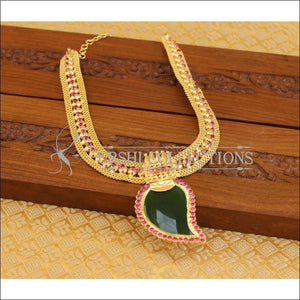 Kerala Traditional gold plated palakka necklace M1078 - Necklace Set