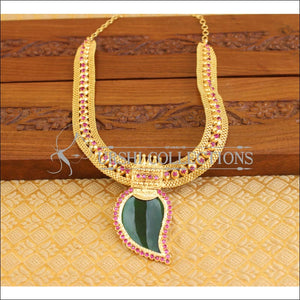 Kerala Traditional gold plated palakka necklace M1078 - Necklace Set