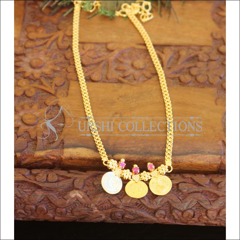 Kerala traditional head coin necklace M838 - pink - Necklace Set