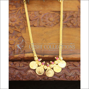 Kerala traditional head coin necklace M840 - pink - Necklace Set