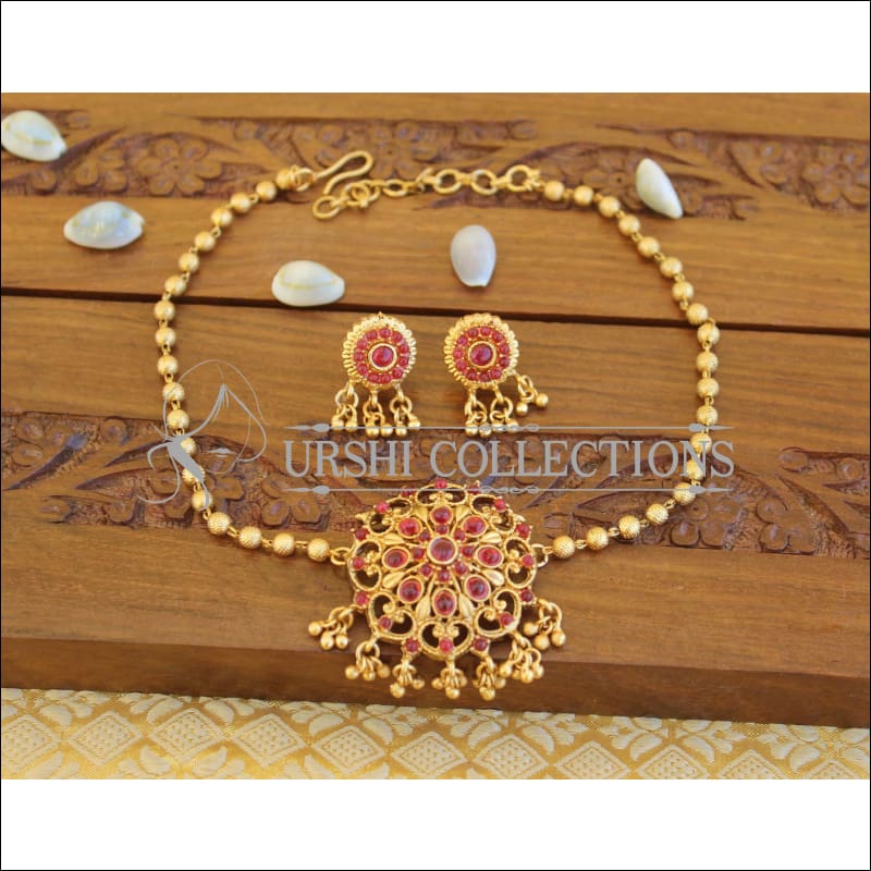 Lovely Kempu Pendant set M648 - pink - Pendant Set