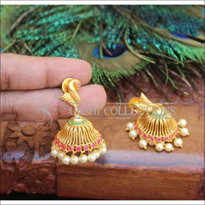 LOVELY PEACOCK MATTE EARRINGS M85 - Earrings