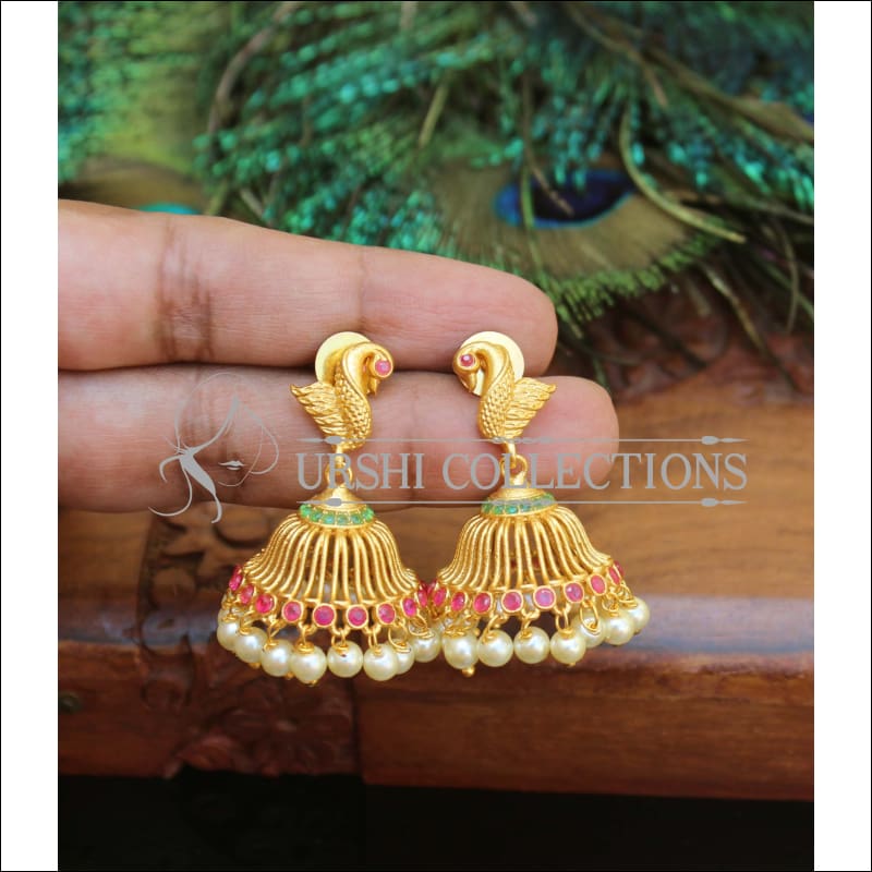 LOVELY PEACOCK MATTE EARRINGS M85 - Earrings