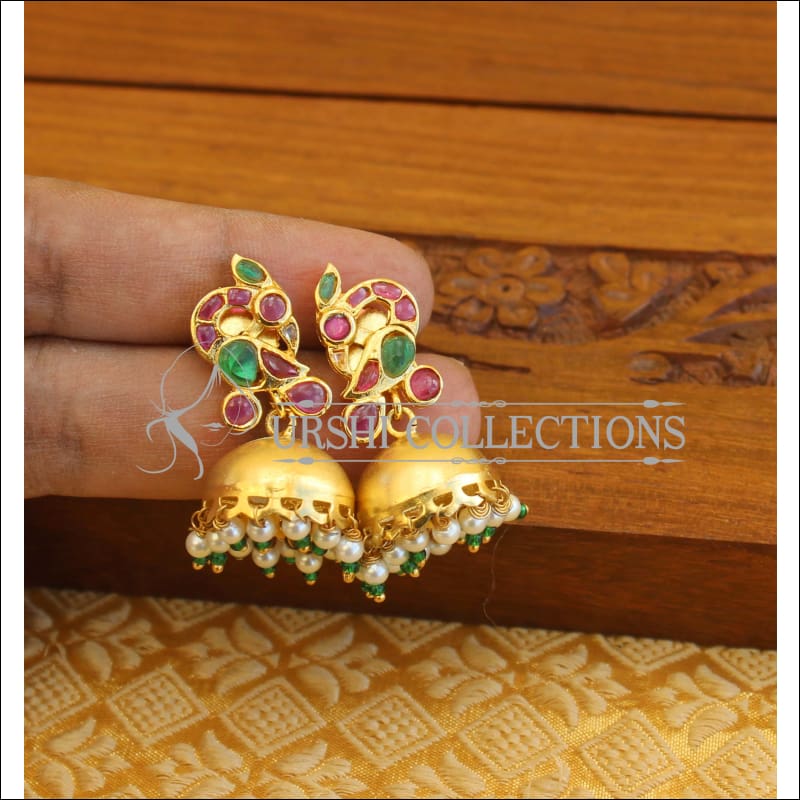 Matte Finish Black Thread Kempu Peacock Necklace set M1318 - Necklace Set