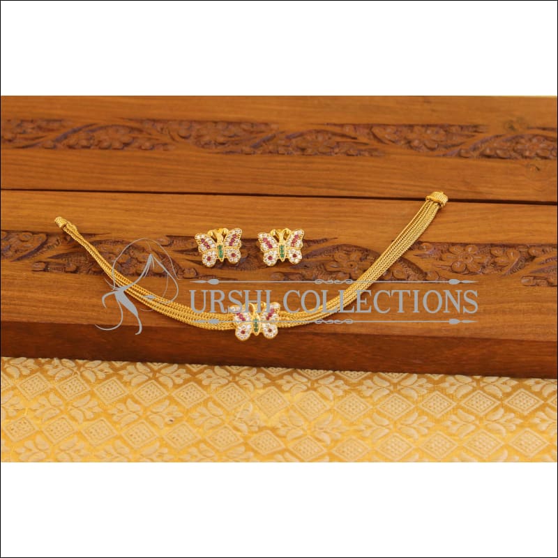 Matte Finish Butterfly Necklace Set M1315 - Necklace Set