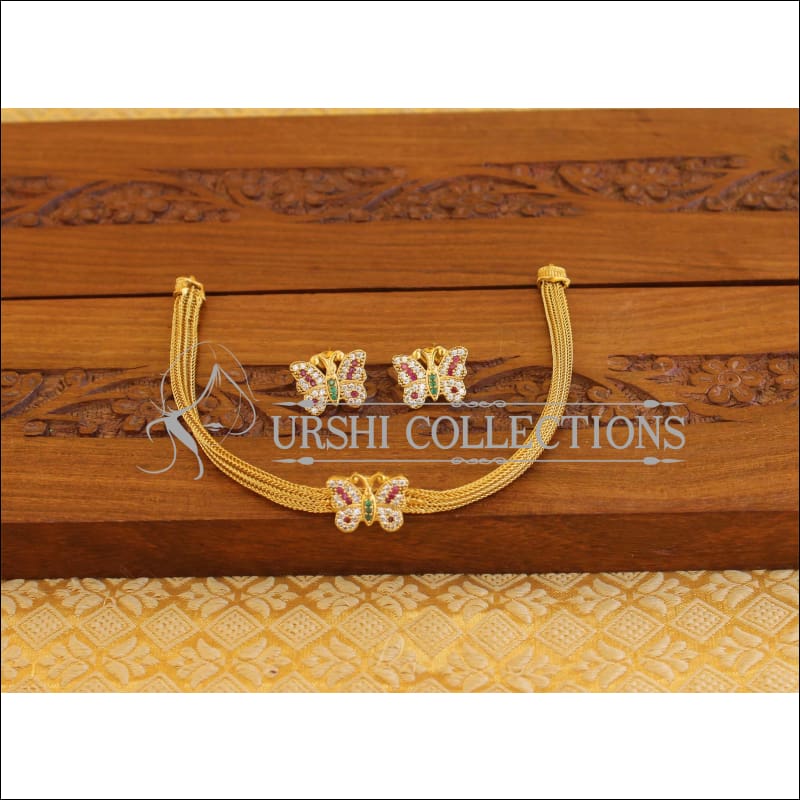 Matte Finish Butterfly Necklace Set M1315 - Necklace Set