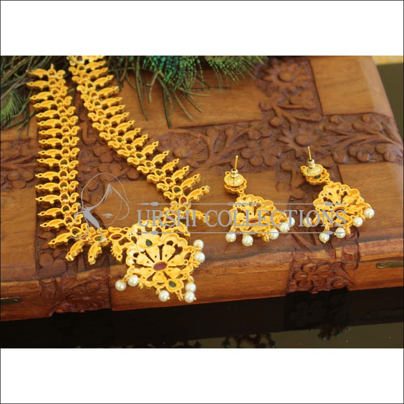 Matte Finish Kempu Necklace Set M1537 - Necklace Set