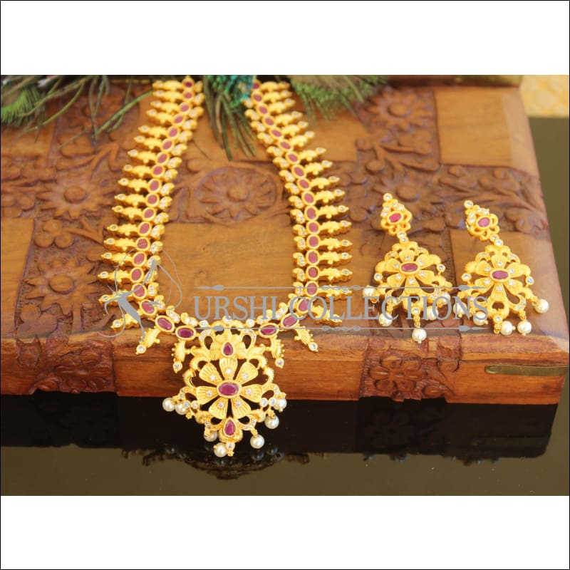 Matte Finish Kempu Necklace Set M1538 - Necklace Set