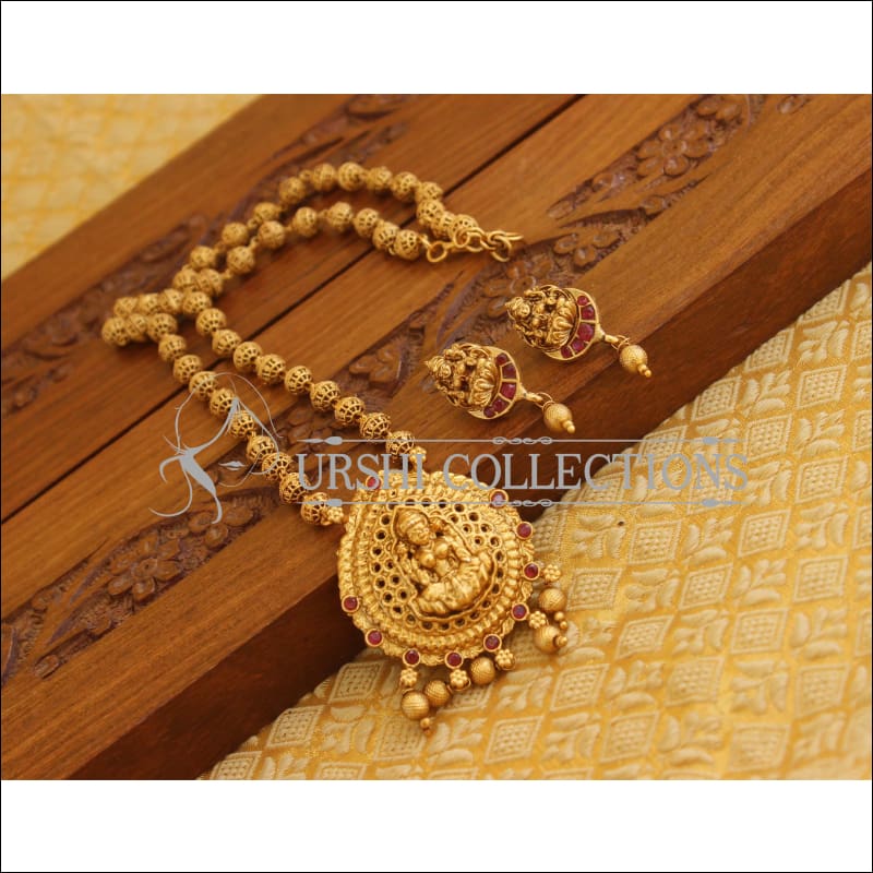 Matte Finish Lakshmi Necklace Set M1335 - Necklace Set