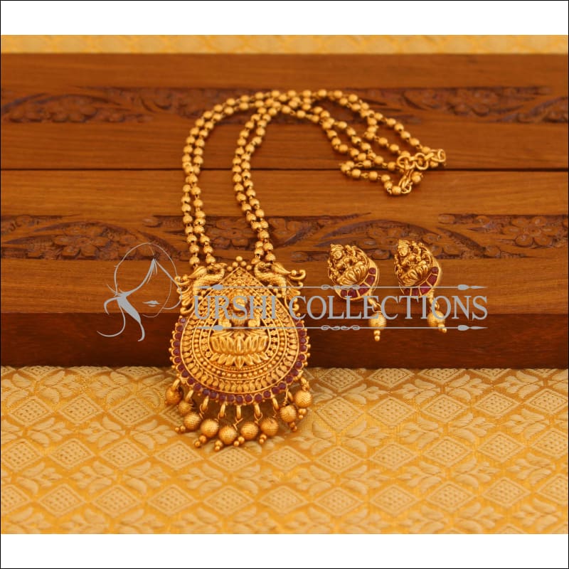 Matte Finish Lakshmi Necklace Set M1343 - Necklace Set