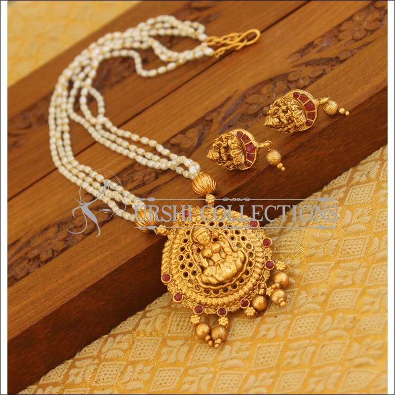 Matte Finish Lakshmi Pearl Necklace Set M1341 - Necklace Set