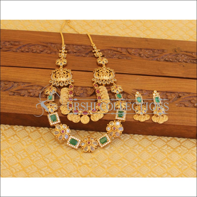 Matte Finish Layered Temple Necklace Set M1381 - Necklace Set