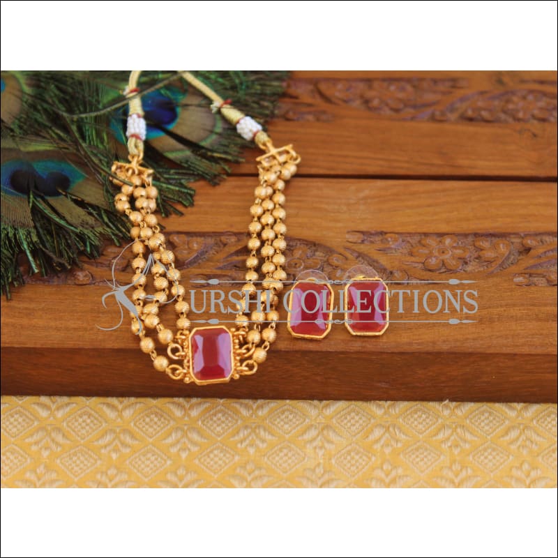 Matte Finish Necklace Set M2446 - Necklace Set