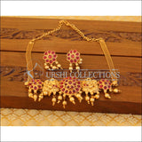 Matte finish peacock kempu necklace set M923 - pink - Necklace Set