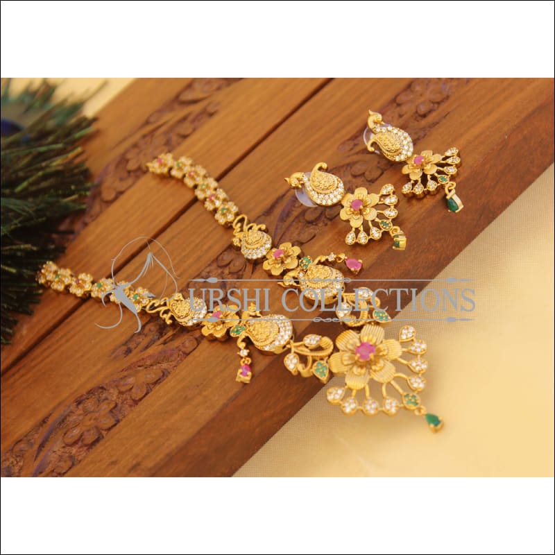 Matte finish Peacock Necklace set M1220 - Necklace Set