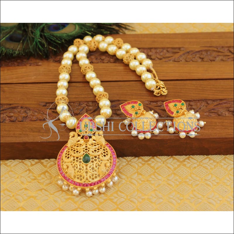 Matte Finish Peacock Necklace set M1263 - Necklace Set