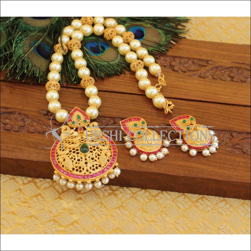 Matte Finish Peacock Necklace set M1263 - Necklace Set