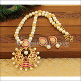 Matte Finish Peacock Necklace set M1266 - Red - Necklace Set