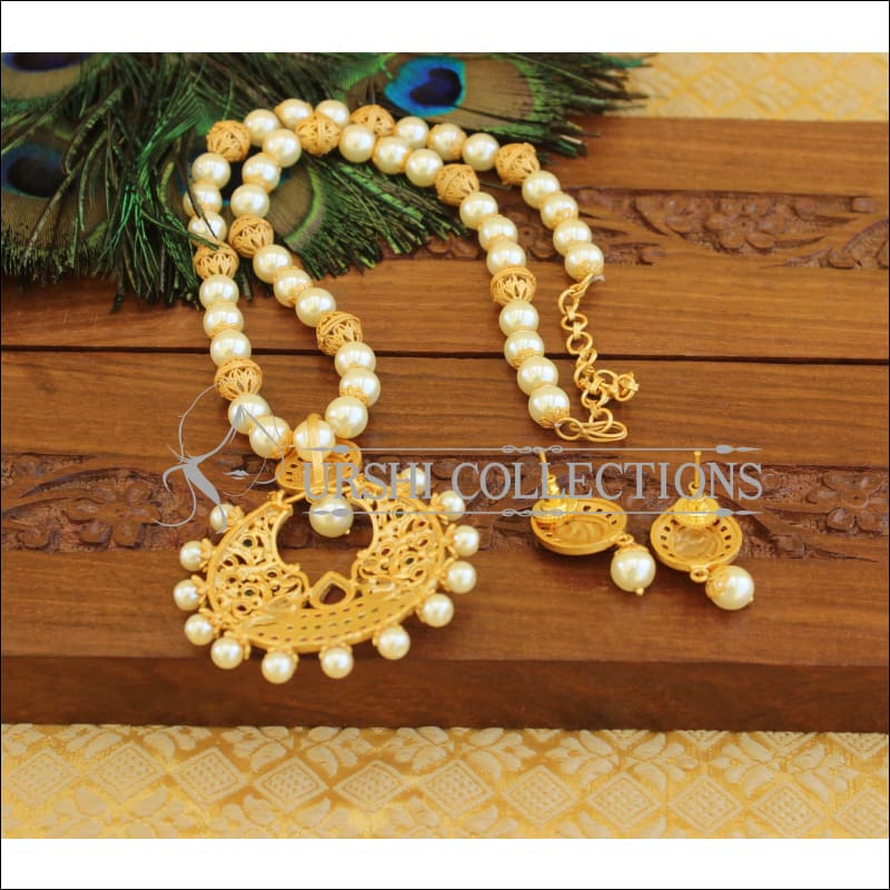 Matte Finish Peacock Necklace set M1266 - Necklace Set