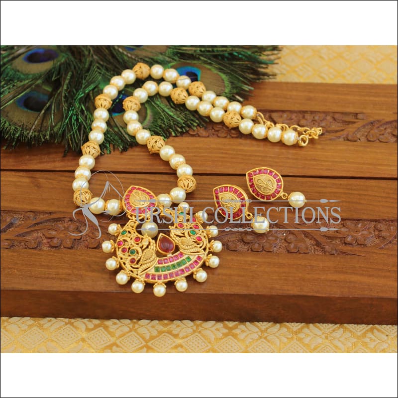 Matte Finish Peacock Necklace set M1266 - Necklace Set