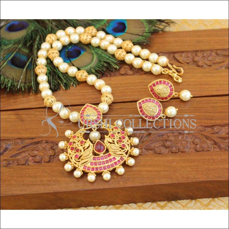 Matte Finish Peacock Necklace set M1266 - Necklace Set