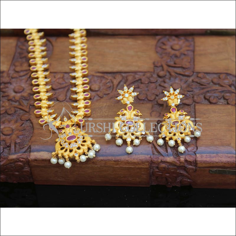 Matte Finish Peacock Necklace Set M1546 - Necklace Set