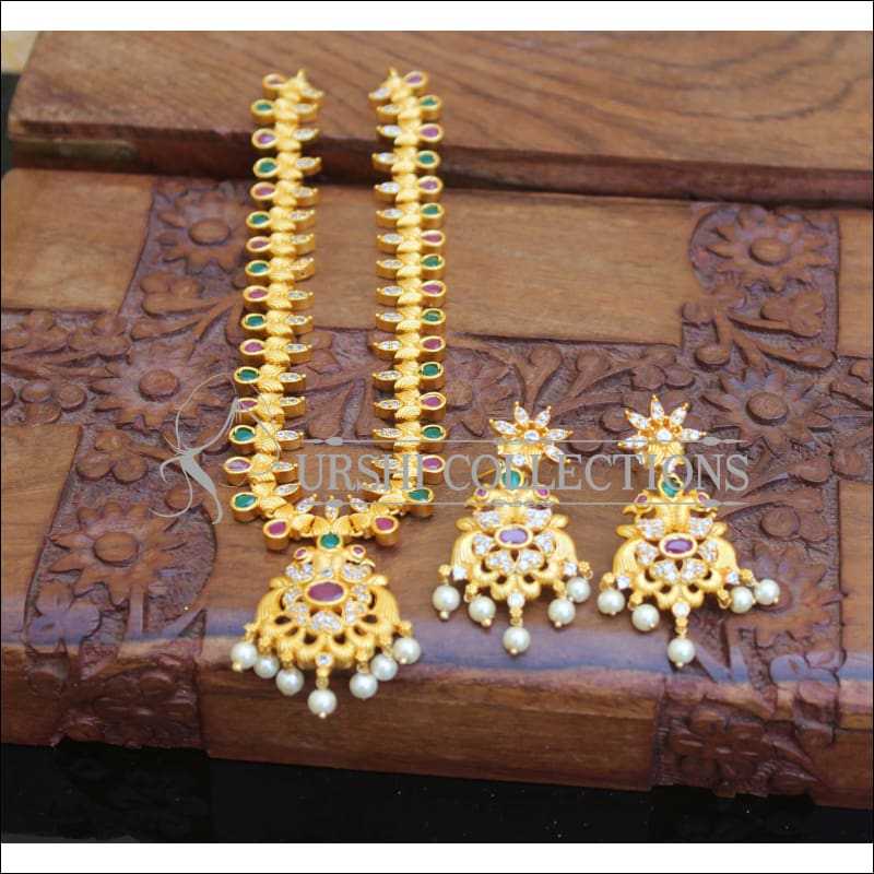 Matte Finish Peacock Necklace Set M1547 - Necklace Set