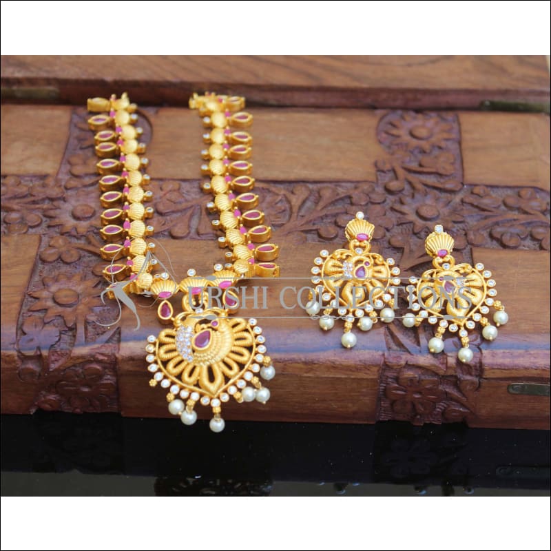 Matte Finish Peacock Necklace set M1548 - Necklace Set