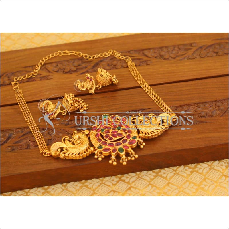 Matte finish peacock necklace set M809 - Necklace Set