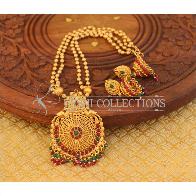 Matte finish peacock Necklace set M824 - Necklace Set