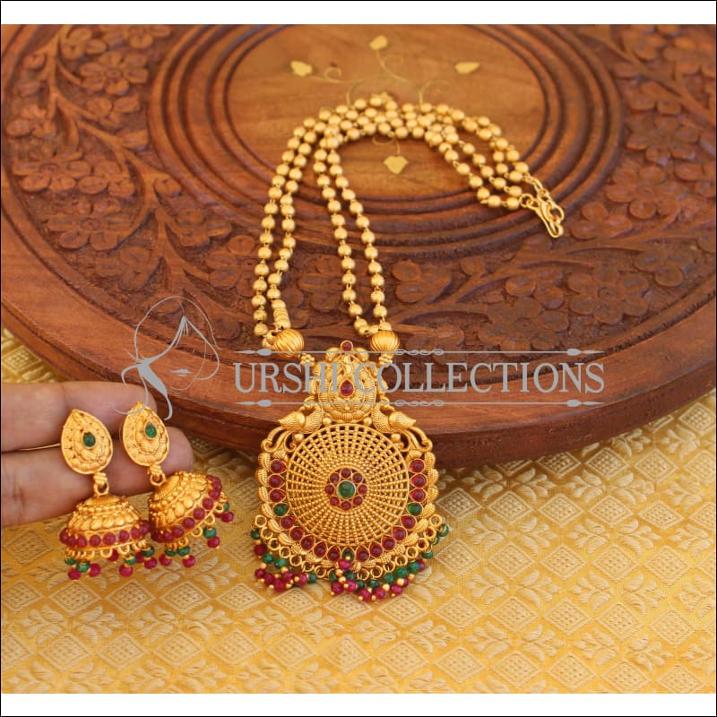 Matte finish peacock Necklace set M824 - Necklace Set